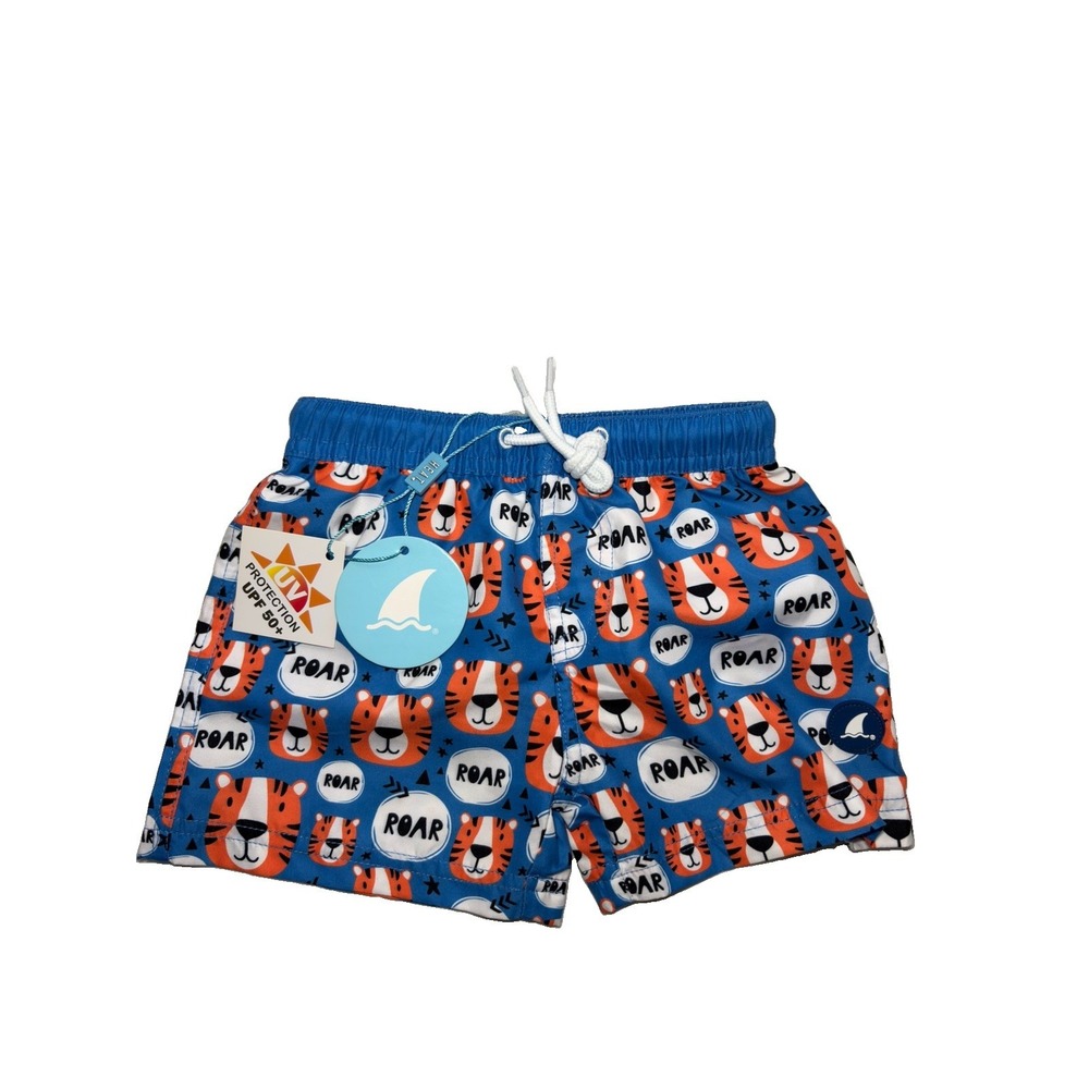 Heat Infant Boys 12M Tiger Print Board Shorts Blue UPF 50+ Swim Trunks 1002